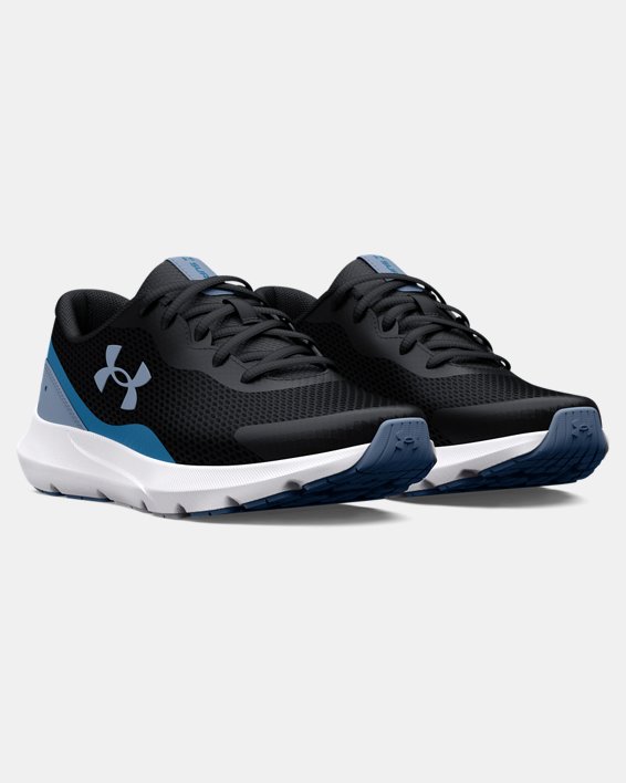 Boys' Grade School UA Surge 3 Running Shoes, Black, pdpMainDesktop image number 3